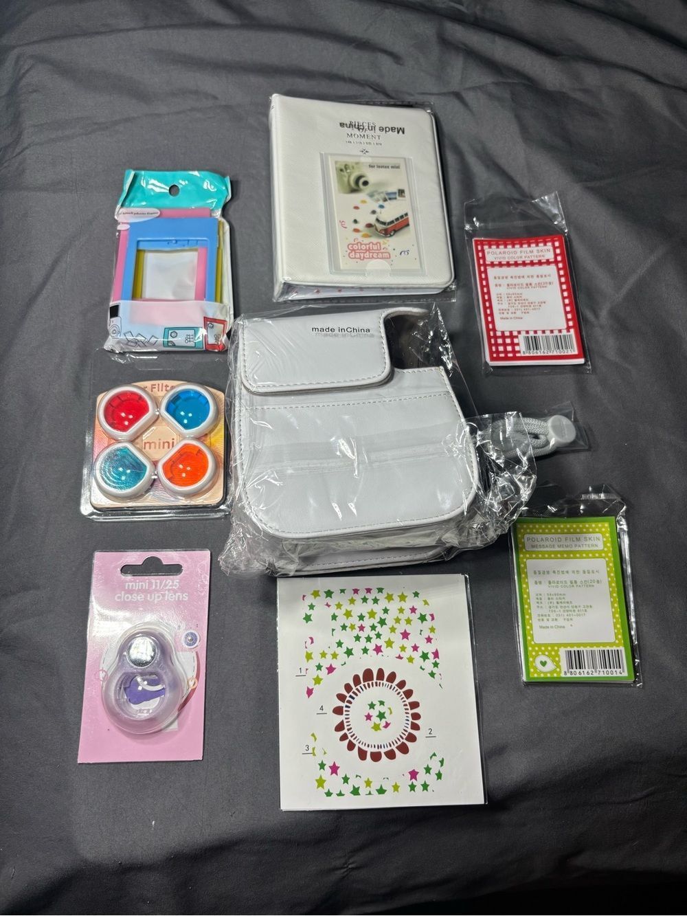 New White Mini Camera Bag / Case with Strap Polaroid Accessory Set
